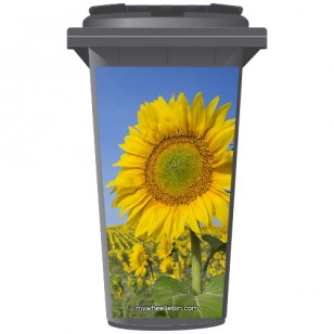 Sunflowers In A Field Wheelie Bin Sticker Panel